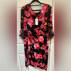 -Black and floral dress size 14